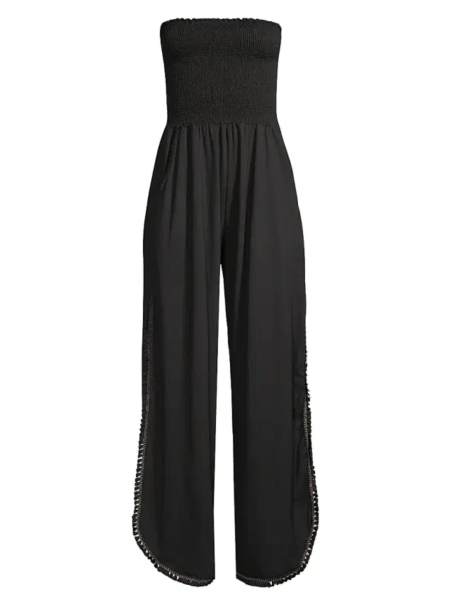 Peixoto Women's Harriet Tassel-Trimmed Smocked Jumpsuit - Black