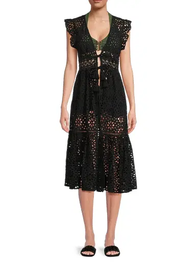 Change of Scenery Women's Lauren Eyelet Cover-Up Dress - Black | Thumbnail 3