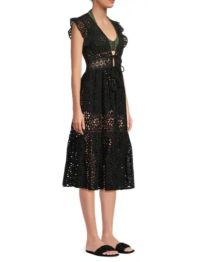 Change of Scenery Women's Lauren Eyelet Cover-Up Dress - Black | Thumbnail 4