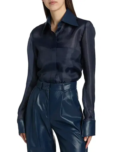 Mariandree Gaitan Women's Athenea Sheer Blouse - Navy - Size Small | Thumbnail 3 Mariandree Gaitan Women's Athenea Sheer Blouse - Navy - Size Small | Thumbnail 3