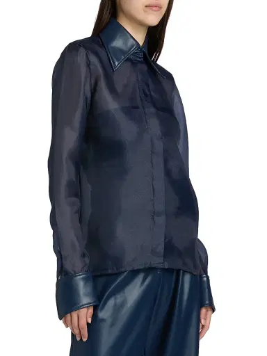 Mariandree Gaitan Women's Athenea Sheer Blouse - Navy - Size Small | Thumbnail 4 Mariandree Gaitan Women's Athenea Sheer Blouse - Navy - Size Small | Thumbnail 4