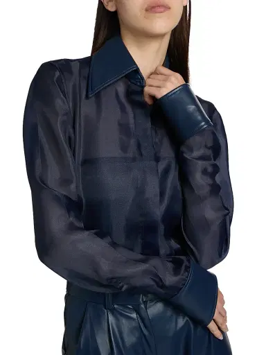 Mariandree Gaitan Women's Athenea Sheer Blouse - Navy - Size Small | Thumbnail 6 Mariandree Gaitan Women's Athenea Sheer Blouse - Navy - Size Small | Thumbnail 6