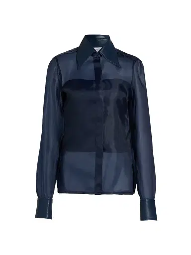 Mariandree Gaitan Women's Athenea Sheer Blouse - Navy - Size Small | Thumbnail 1 Mariandree Gaitan Women's Athenea Sheer Blouse - Navy - Size Small | Thumbnail 1
