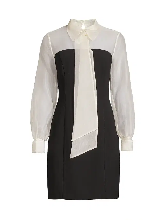 Shani Women's Silk Organza Mixed Media Collared Minidress - Black White