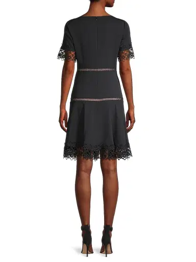 Shani Women's Lace-Trimmed Crepe Dress - Black - Size 14 | Thumbnail 5
