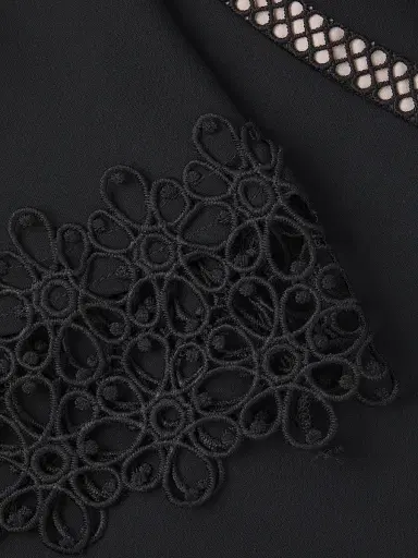 Shani Women's Lace-Trimmed Crepe Dress - Black - Size 14 | Thumbnail 6