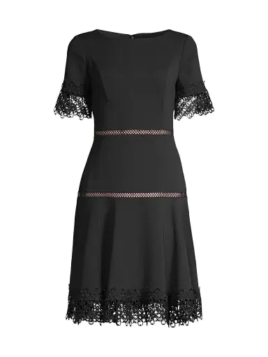 Shani Women's Lace-Trimmed Crepe Dress - Black - Size 14 | Thumbnail 1