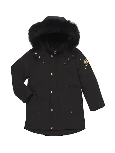 Moose Knuckles Kid's Shearling-Trimmed Down Jacket - Black | Thumbnail 1