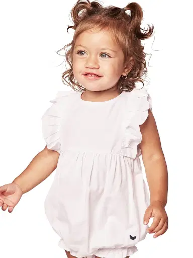 Petite Plume Baby Girl's Ruffle-Trimmed Bubble Romper - White - Size 6 Months | Thumbnail 3