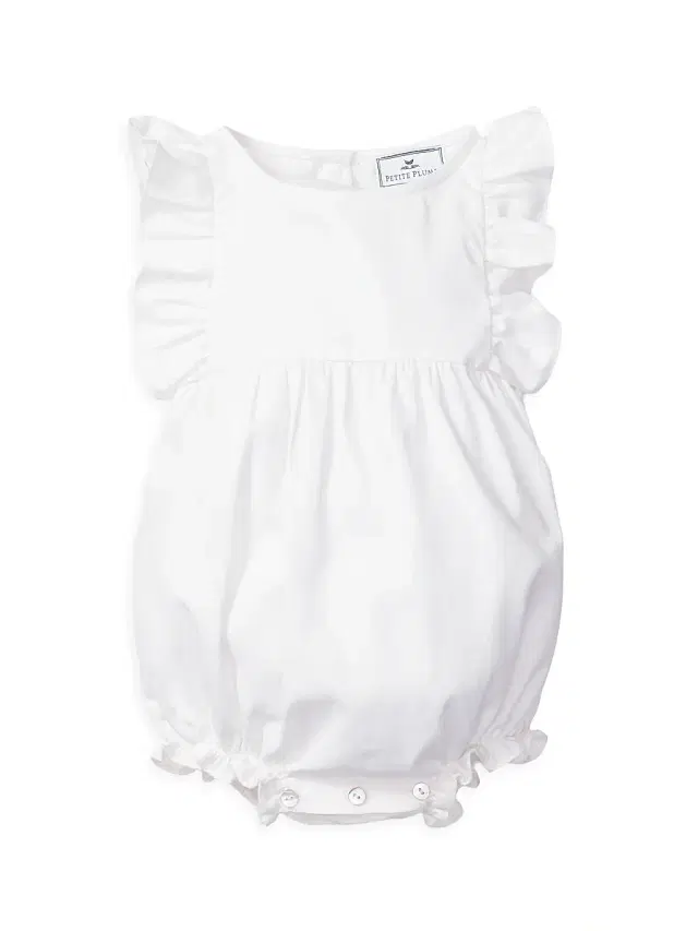 Petite Plume Baby Girl's Ruffle-Trimmed Bubble Romper - White 6 Months