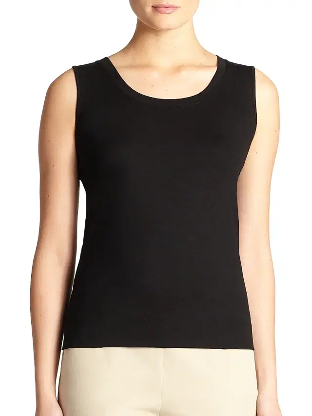 Lafayette 148 New York Women's Swiss Cotton Rib Scoopneck Tank Top - Black