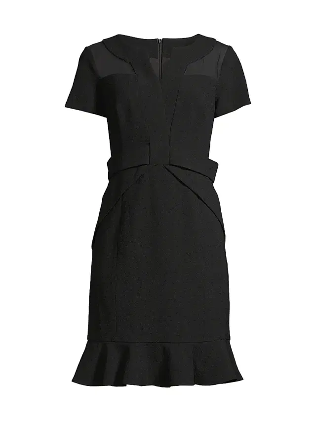Shani Women's Flounce Crepe & Silk Sheath Dress - Black