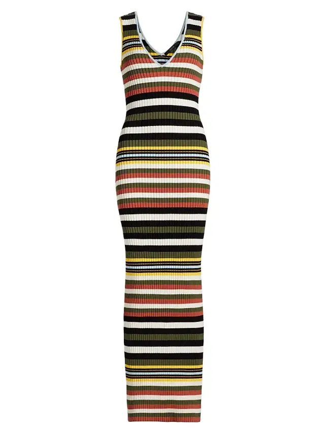 Toccin Women's Bowie Striped V-Neck Midi-Dress - Stripe