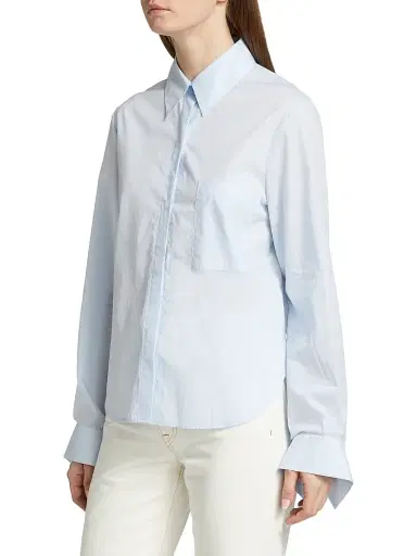 TWP Women's High-Low Button-Front Shirt - Baby Blue - Size Large | Thumbnail 4
