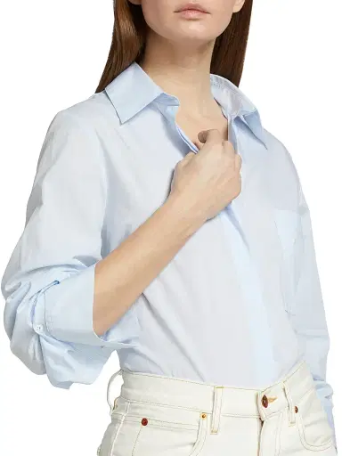TWP Women's High-Low Button-Front Shirt - Baby Blue - Size Large | Thumbnail 6