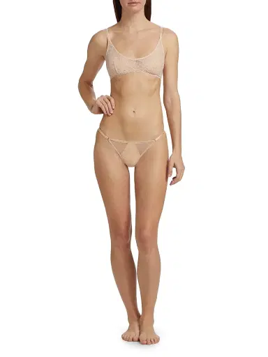Kiki de Montparnasse Women's Dahlia Lace G-String Thong - Blush | Thumbnail 2