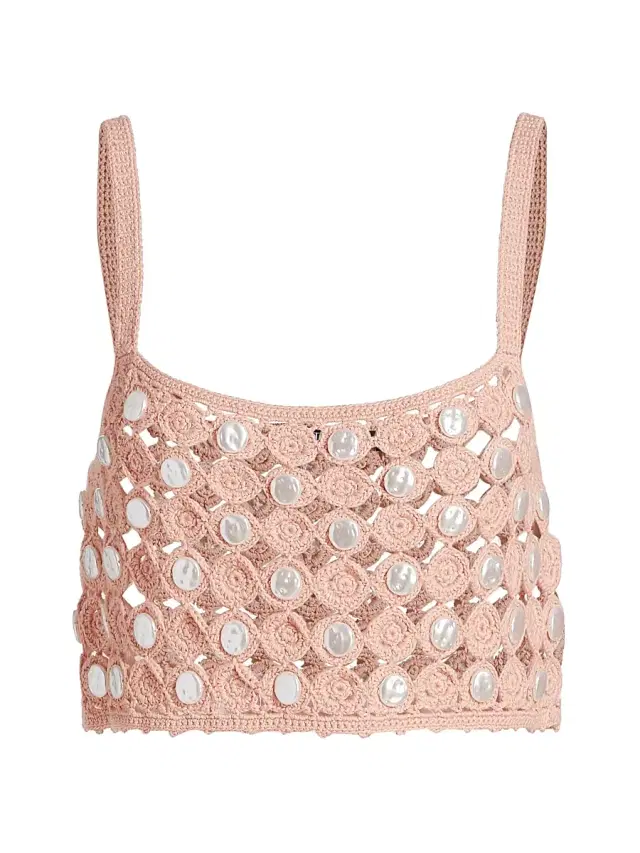 Toccin Women's Andrea Faux-Pearl-Embellished Cotton Tank - Blush