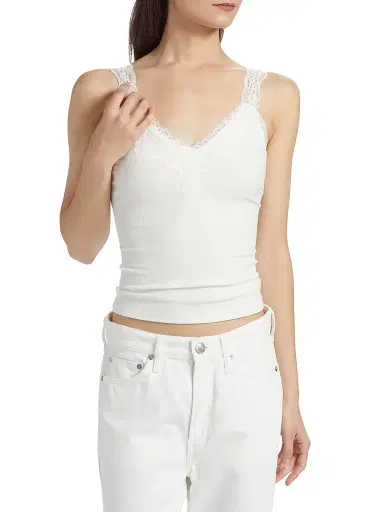 Cami NYC Women's Lace-Trim Rib-Knit Tank - White | Thumbnail 3 Cami NYC Women's Lace-Trim Rib-Knit Tank - White | Thumbnail 3