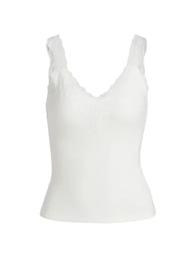 Cami NYC Women's Lace-Trim Rib-Knit Tank - White | Thumbnail 1 Cami NYC Women's Lace-Trim Rib-Knit Tank - White | Thumbnail 1