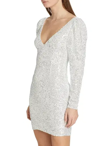 Caroline Constas Women's Sequin Jersey Bow Minidress - White | Thumbnail 4 Caroline Constas Women's Sequin Jersey Bow Minidress - White | Thumbnail 4