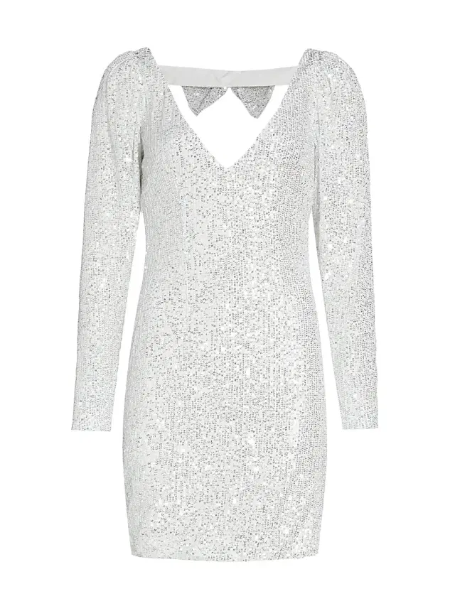 Caroline Constas Women's Sequin Jersey Bow Minidress - White