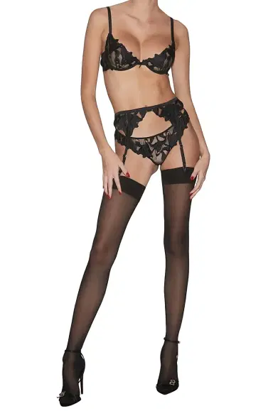 Fleur du Mal Women's Lily Embroidered Floral Lace Bra - Black | Thumbnail 2