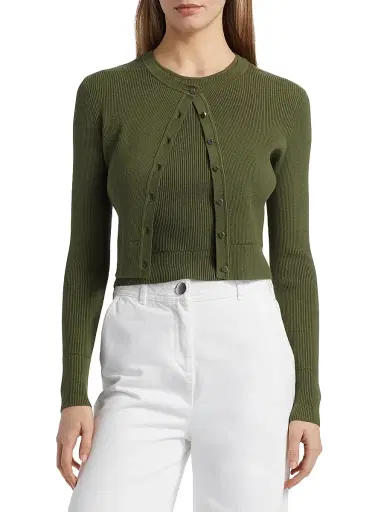 Toccin Women's Zoe Rib-Knit Crop Cardigan | Thumbnail 3