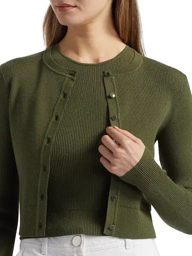 Toccin Women's Zoe Rib-Knit Crop Cardigan | Thumbnail 6