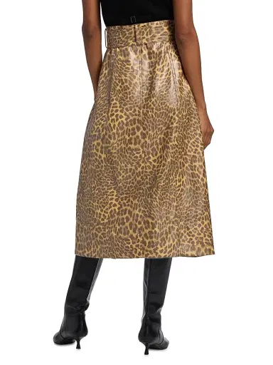 Marie Oliver Women's Chelsea Leopard Faux-Leather Midi-Skirt - Leopard | Thumbnail 5 Marie Oliver Women's Chelsea Leopard Faux-Leather Midi-Skirt - Leopard | Thumbnail 5