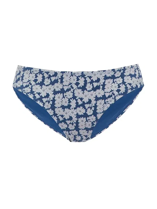 Andie Swim Women's Low-Rise Floral Bikini Bottom - Denim