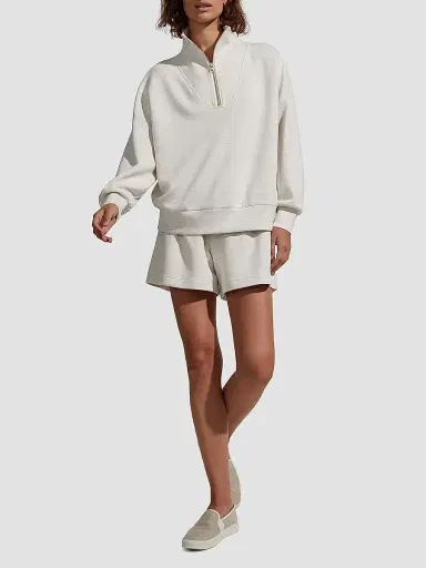 Varley Women's Hawley Half-Zip Sweatshirt - Ivory Marl | Thumbnail 2