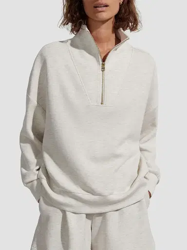 Varley Women's Hawley Half-Zip Sweatshirt - Ivory Marl | Thumbnail 3