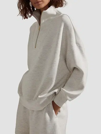 Varley Women's Hawley Half-Zip Sweatshirt - Ivory Marl | Thumbnail 4