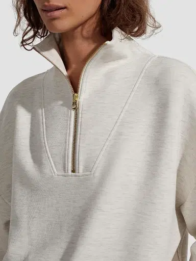 Varley Women's Hawley Half-Zip Sweatshirt - Ivory Marl | Thumbnail 6