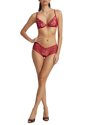Kiki de Montparnasse Women's Mon Cheri Scalloped Boyshort - Red | Thumbnail 2