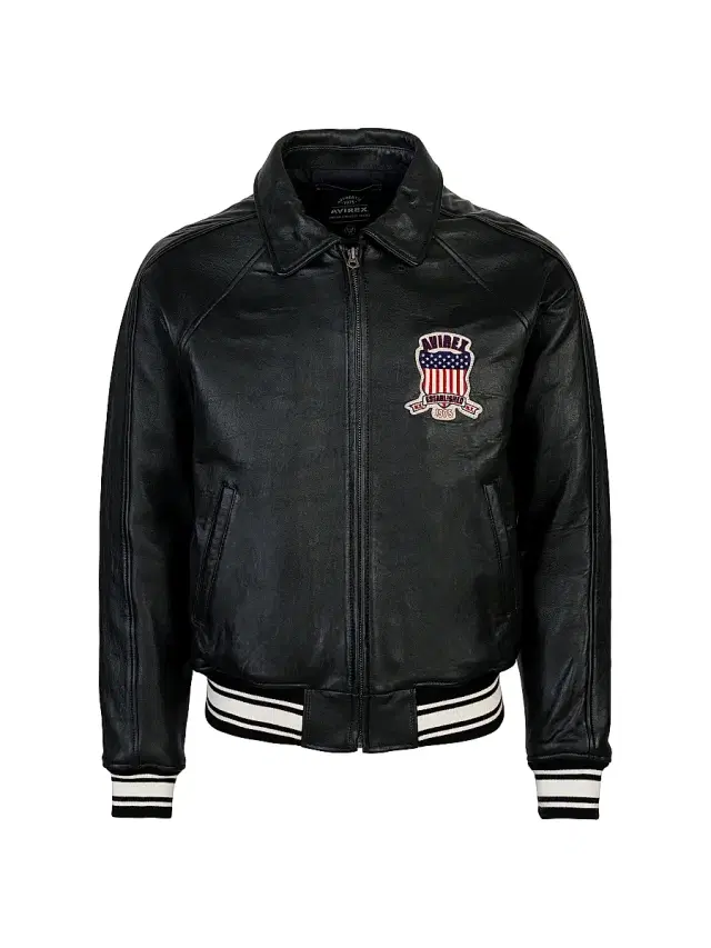 AVIREX Men's Icon Leather Jacket - Jet Black