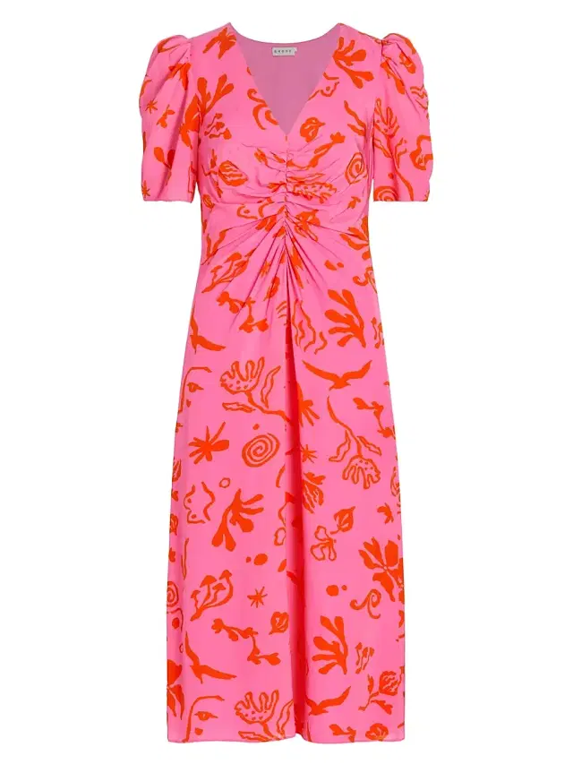 Rhode Women's Maci Printed Midi-Dress Dress - Pink Botanical Abstract