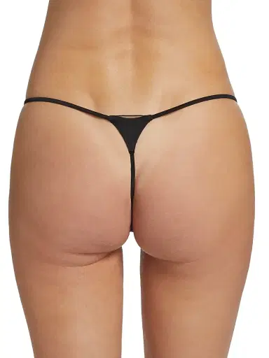 Kiki de Montparnasse Women's Orchid Lace & Silk Thong - Black | Thumbnail 4