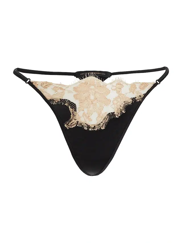 Kiki de Montparnasse Women's Orchid Lace & Silk Thong - Black