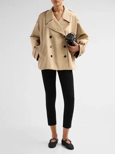 Co Women's Dolman Crop Trench at - Camel | Thumbnail 2