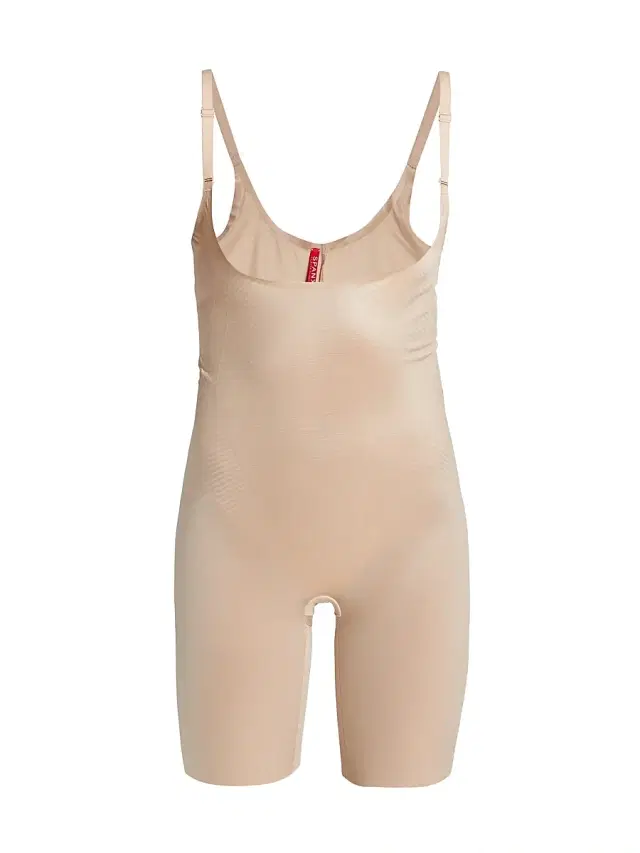 Women's Thinstincts 2.0 Open-Bust Mid-Thigh Bodysuit - Champagne Beige - Size 26