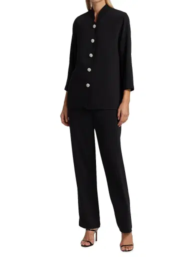 Caroline Rose Women's Suzette Pavé-Button Crepe Jacket | Thumbnail 2 Caroline Rose Women's Suzette Pavé-Button Crepe Jacket | Thumbnail 2