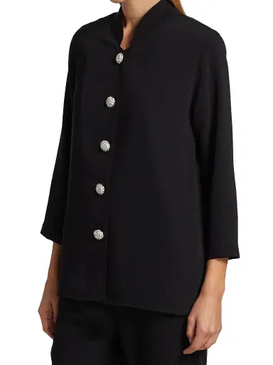 Caroline Rose Women's Suzette Pavé-Button Crepe Jacket | Thumbnail 4 Caroline Rose Women's Suzette Pavé-Button Crepe Jacket | Thumbnail 4