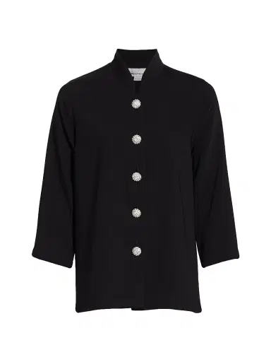 Caroline Rose Women's Suzette Pavé-Button Crepe Jacket | Thumbnail 1 Caroline Rose Women's Suzette Pavé-Button Crepe Jacket | Thumbnail 1