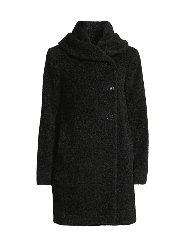 Sofia Cashmere Women's Alpaca & Wool Boucle Cocoon Coat - Charcoal