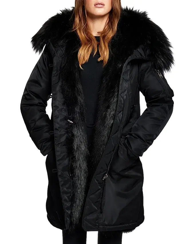 SAM. Women's Stella Faux Fur-Lined Down Coat - Black