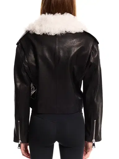 Sam. Women's Lainey Leather-Shearling Belted Biker Jacket | Thumbnail 6 Sam. Women's Lainey Leather-Shearling Belted Biker Jacket | Thumbnail 6