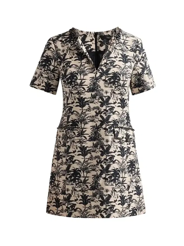 Toccin Women's Blythe Palm Tree Jacquard Mini Shift Dress - Jet Natural