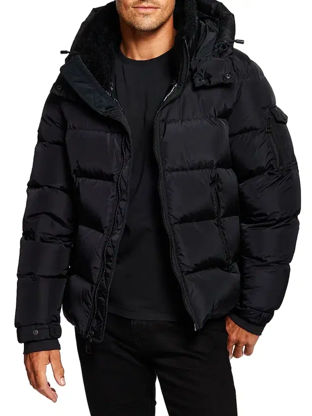 SAM. Men's Frontier Shearling-Trimmed Down Jacket - Black