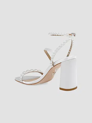 Badgley Mischka Women's Jordyn 85MM Satin Embelllished Sandals - White Satin | Thumbnail 3 Badgley Mischka Women's Jordyn 85MM Satin Embelllished Sandals - White Satin | Thumbnail 3